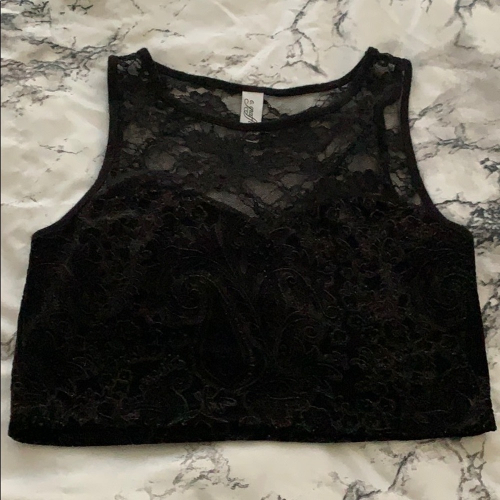 Velvet crop top, sheer top section
